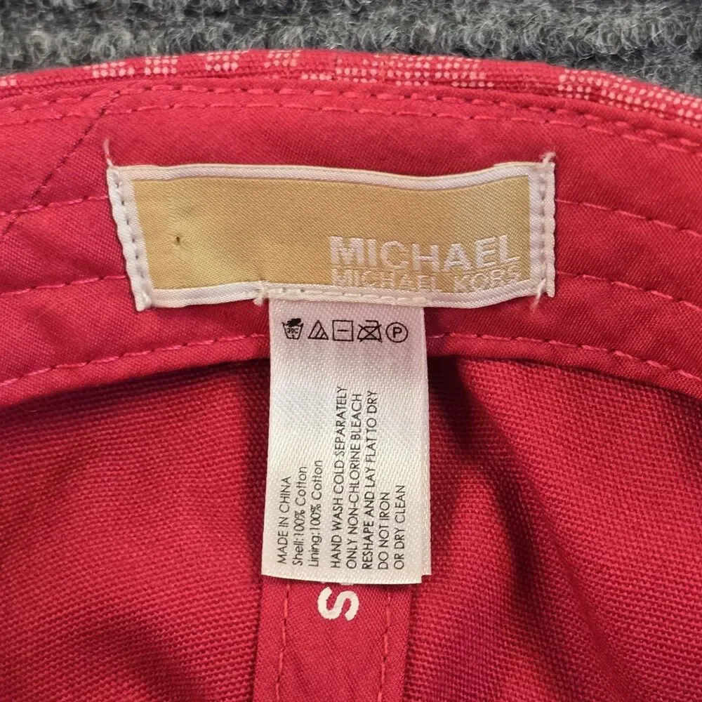 Michael Kors Woman’s Red Baseball Cap Hat Printed MK Logo Adjustable